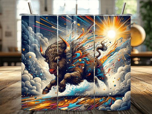 Abstract Charging Bison Tumbler Wrap Review