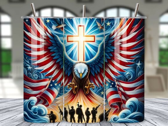 Eagle Cross USA Soldier Tumbler Wrap PNG Review