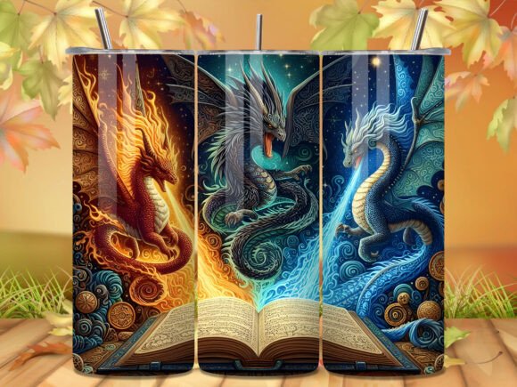 Elemental Fire Ice Magic Book Tumbler Wraps