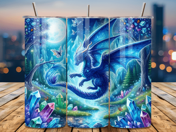Gemstone Blue Crystal Dragon Tumbler Wraps