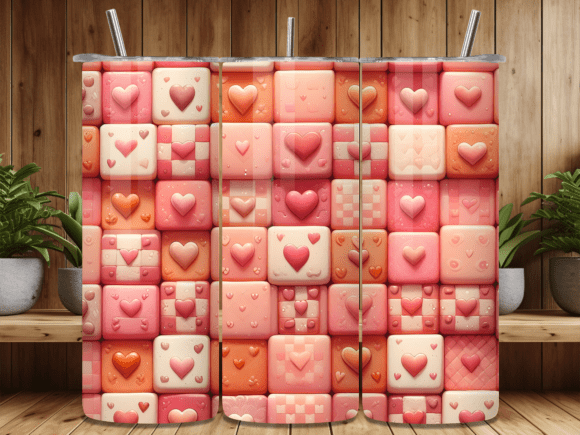 Inflated Heart Grid Box Tumbler Wrap PNG Review