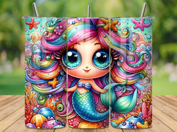 Kawaii Big Eye Mermaid Coral Tumbler Wraps Review