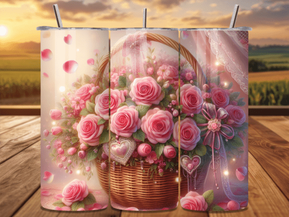 Pink Rose Basket Valentine Tumbler Wrap Review