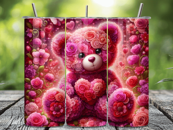 Pink Rose Bear Valentine Tumbler Wraps Review