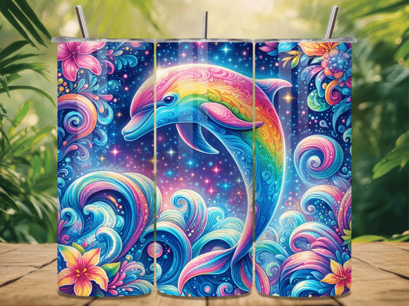Rainbow Dolphin Sea Tumbler Wrap Design Review