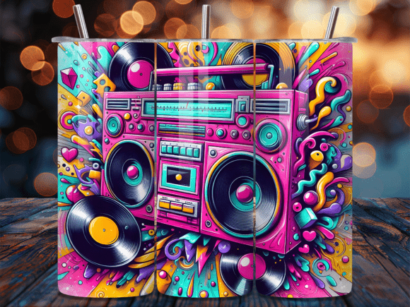 Retro Neon Boombox 80s Tumbler Wraps Review