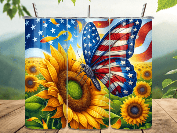 Sunflower American Butterfly Tumbler PNG Review
