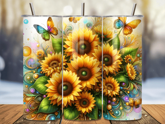 Sunflowers and Butterflies 3D Tumbler Wraps Review