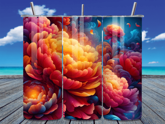 Vibrant Peony Floral Art Tumbler Wraps