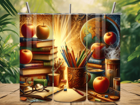 Vintage Library Books Apple Tumbler Wraps