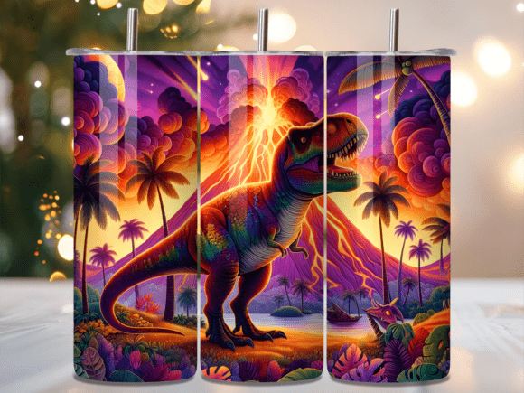 Volcano Eruption T-Rex Sunset Tumbler Wraps Review