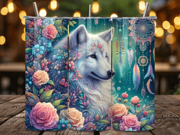 White Wolf Dreamcatcher Floral Tumbler Wraps Review